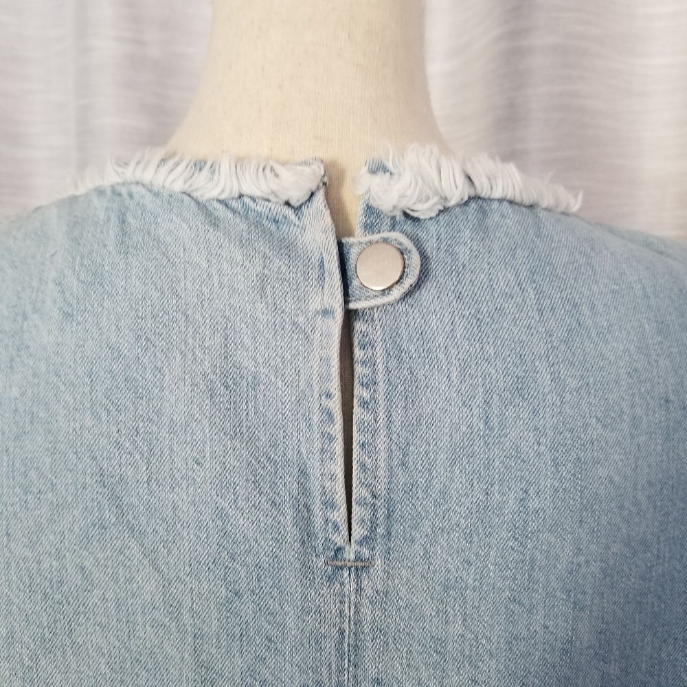 J Brand Light Blue Denim Frayed Edge Tank - Picture 3 of 10